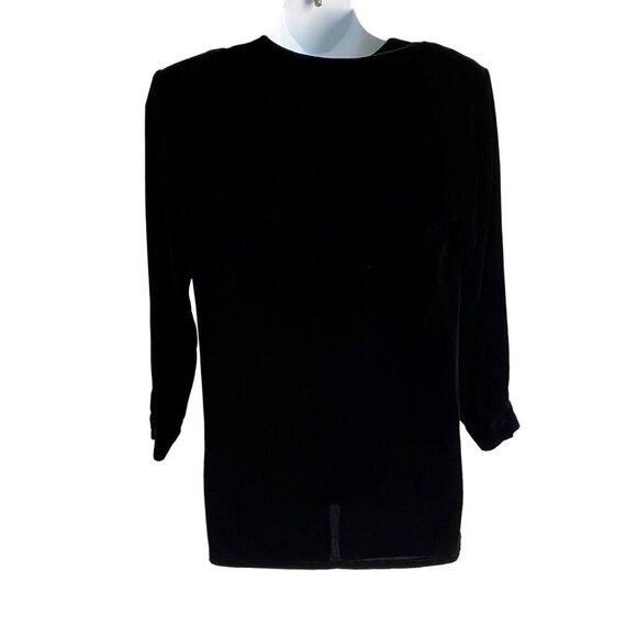 Annie Alexander Women's Black Velvety Embellished Button-Down Blouse Medium - Picture 6 of 11